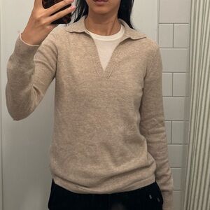 J. McLaughlin Cashmere Beige Polo Sweater